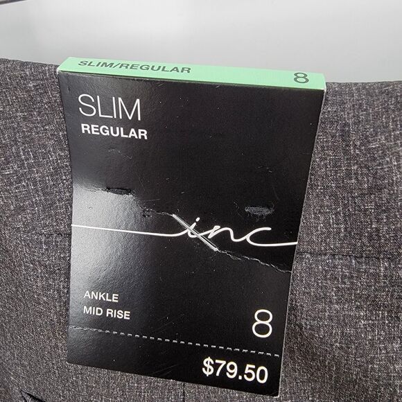 INC Pants Core Collection Womens 8 Slim Regular Ankle Mid Rise Heather Gray - Picture 10 of 11